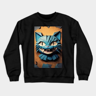 Cool cat portrait Paper art style Crewneck Sweatshirt